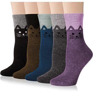 5 Pairs Luxury Wool Soft Socks Warm Winter Fall Womens Thick Cozy Knit NWT